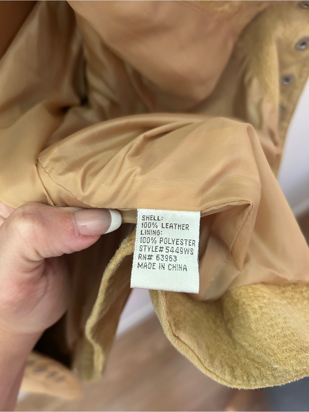 Vintage 100% Suede Leather Jacket Tan XL - Picture 5 of 5